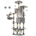 Feandrea Cat Tree, 206 cm Tall, XXL, with 13 Scratching Posts, 2 Platforms, 2 Caves, a Basket, a Hammock, and Plush Balls