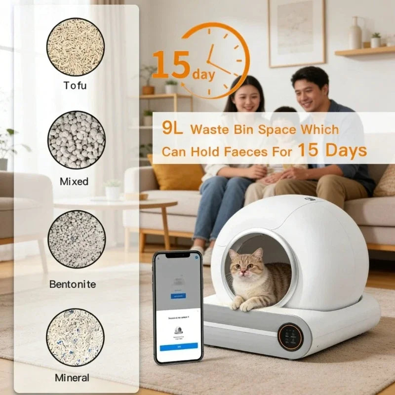 Smart Self-Cleaning Litter Box, 65L, Extra-Large