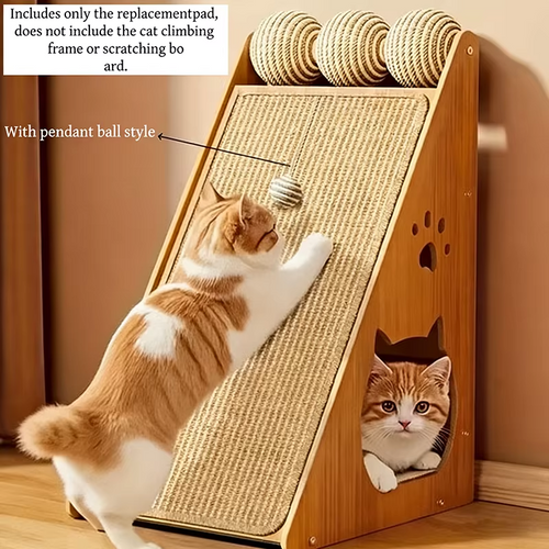 Sisal freestanding cat tree with hanging ball