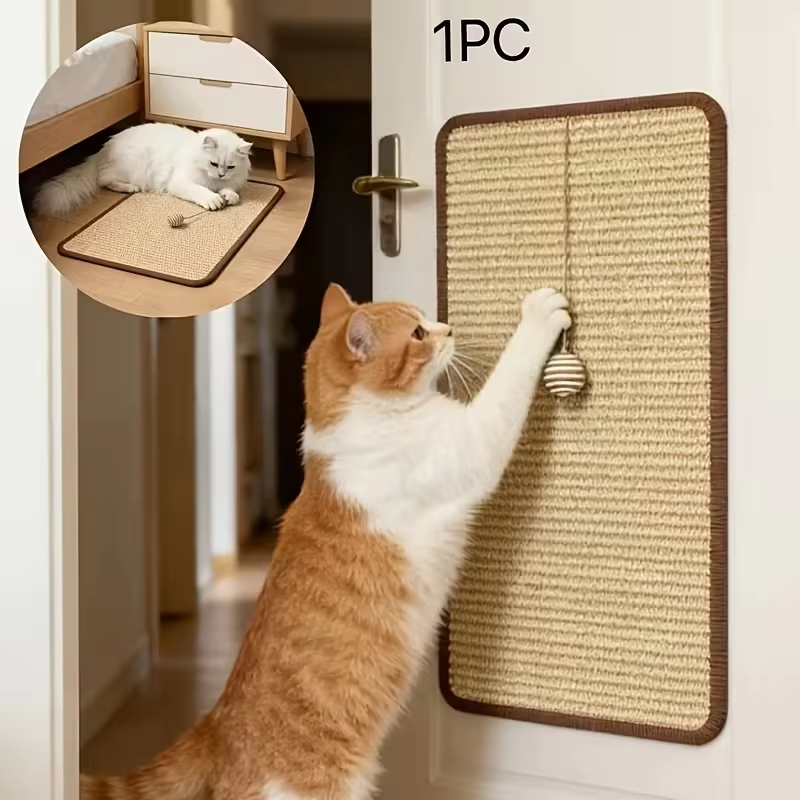 Sisal freestanding cat tree with hanging ball